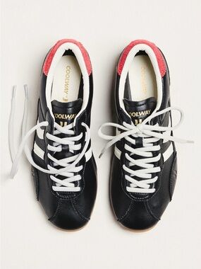 Anthropologie Coolway Black & White Retro Sneakers with Pink Heel - 39